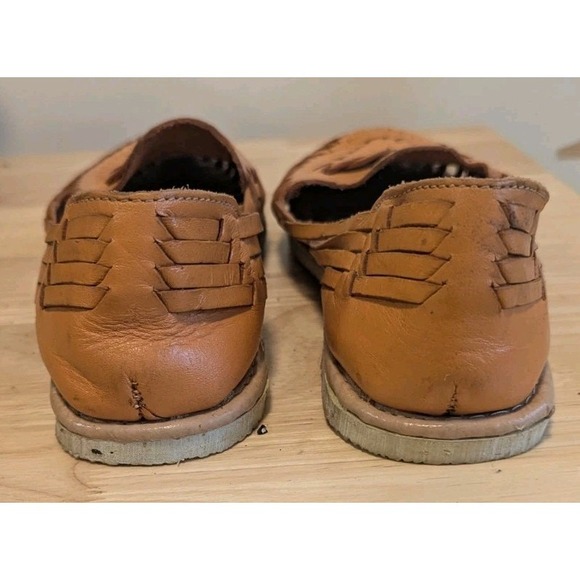Authentic Mexican Leather Huaraches Women's 8.5 Orange Slip On Made In Mexico - Picture 6 of 8